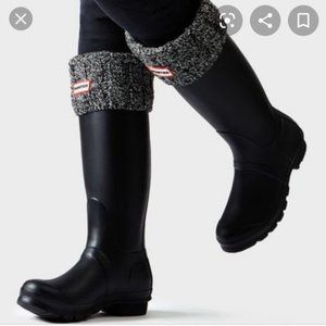 Tall Matte Black Hunter Boots with Socks